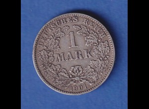 Deutsches Kaiserreich Silber-Kursmünze 1 Mark 1901 G