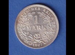 Deutsches Kaiserreich Silber-Kursmünze 1 Mark 1907 D