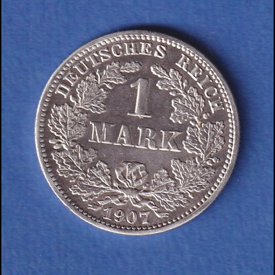 Deutsches Kaiserreich Silber-Kursmünze 1 Mark 1907 J