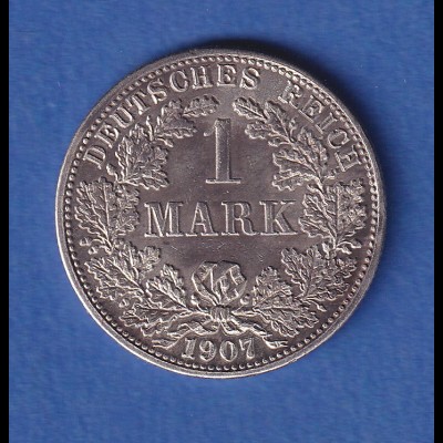 Deutsches Kaiserreich Silber-Kursmünze 1 Mark 1907 F