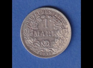 Deutsches Kaiserreich Silber-Kursmünze 1 Mark 1911 F