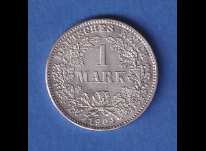 Deutsches Kaiserreich Silber-Kursmünze 1 Mark 1904 G stg