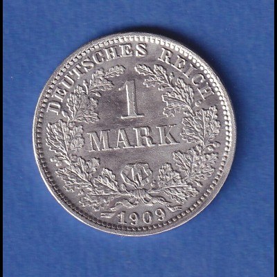 Deutsches Kaiserreich Silber-Kursmünze 1 Mark 1909 E stg
