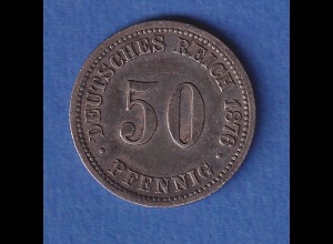 Deutsches Kaiserreich Silber-Kursmünze 50 Pfennig 1876 B vz