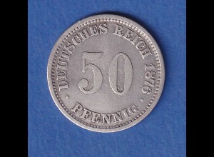 Deutsches Kaiserreich Silber-Kursmünze 50 Pfennig 1876 E vz