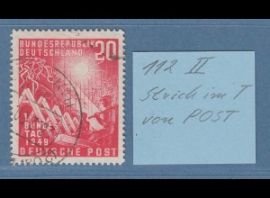 Bundesrepublik 1949 Mi.-Nr. 112 mit Plattenfehler Strich am T, Mi.-Nr 112 II
