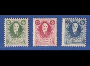 Liechtenstein 1925 Fürst Johann II. Mi.-Nr. 72-74 ungebraucht * ANSEHEN !