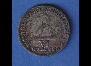 Württemberg Silber-Umlaufmünze 6 Kreuzer König Friedrich I. 1807