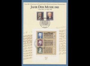 1985 Jahr der Musik 300. Geb. von Bach und Händel dekoratives Gedenkblatt 