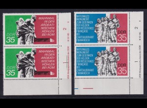 DDR 1974 Gedenkstätten Mi.-Nr. 1981-82 Eckrandpaare mit Druckvermerk DV **