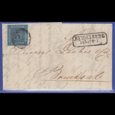 Baden Mi.-Nr. 8 als EF auf Brief 1859 gel. von HEIDELBERG nach Bruchsal