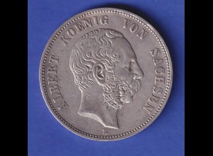 Sachsen Silbermünze 5 Mark König Albert 1902 E ss-vz