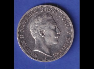 Preußen Silbermünze 5 Mark Kaiser Wilhelm II. 1888 A ss-vz SELTEN !