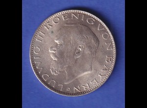 Bayern Silbermünze 2 Mark König Ludwig III. 1914 D vz