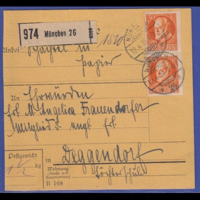 Bayern Ludwig III. Mi.-Nr. 99IIa als MEF auf Paketkarte München-Deggendorf