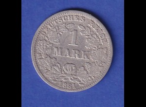 Deutsches Kaiserreich Silber-Kursmünze 1 Mark 1881 G s