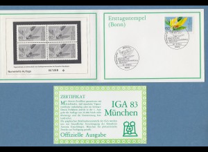 Gartenbauausstellung IGA 1983 München offiz. Briefmarkenheft mit Schwarzdruck 