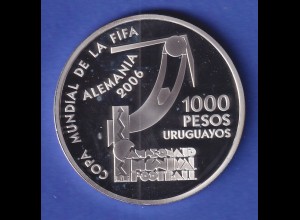 Uruguay Silbermünze 1000 Pesos Fußball-WM in Deutschland 2004 PP