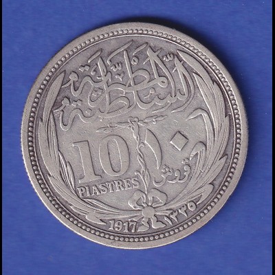Ägypten Silbermünze 10 Piaster Sultan Hussein Kamil 1917