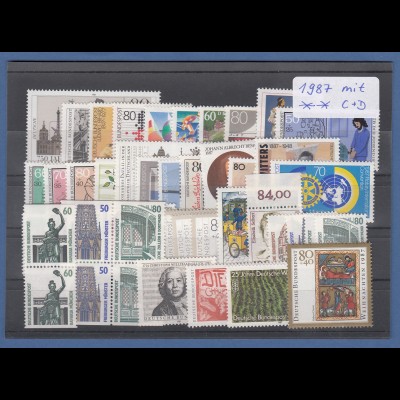 Bundesrepublik: alle Briefmarken des Jahrgangs 1987 komplett postfrisch !