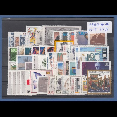 Bundesrepublik: alle Briefmarken des Jahrgangs 1988 komplett postfrisch !