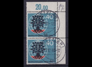 Bundesrepublik 1960 Weltflüchtlingsjahr Mi.-Nr. 327 ER-Paar mit Diamantzähnung O