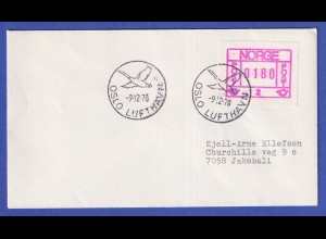 Norwegen / Norge Frama-ATM 1978, Aut.-Nr 2 Wert 0180 satter Druck auf Brief 