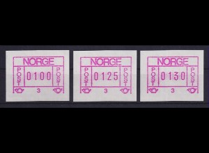Norwegen / Norge Frama-ATM 1978, Aut.-Nr. 3 dunkles Pap. Satz 100-125-130 ** 