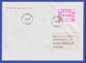 Norwegen / Norge Frama-ATM 1978 Aut.-Nr. 4 Wert 0100 auf FDC 2.12.78