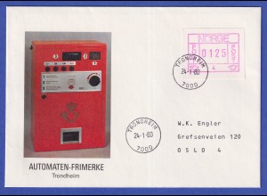 Norwegen / Norge Frama-ATM 1978 Aut.-Nr 4 Wert 0125 auf Brief, Abbildung Automat