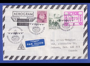 Norwegen / Norge Frama-ATM 1978 Aut.-Nr 4 Wert 0075 in MIF auf Brief n. Kanada
