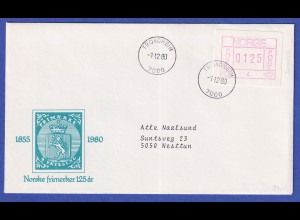 Norwegen / Norge Frama-ATM 1978 Aut.-Nr 4 Wert 0125 auf Brief , LT-O 1.12.80 