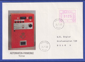 Norwegen / Norge Frama-ATM 1978 Aut.-Nr 5 Wert 0125 auf Brief, Abbildung Automat