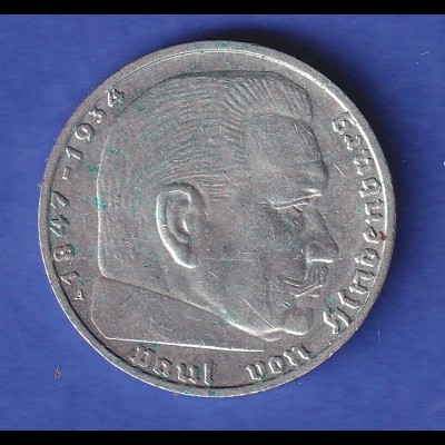 Deutsches Reich Silbermünze 2 Reichsmark Paul v. Hindenburg mit HK 1938 A