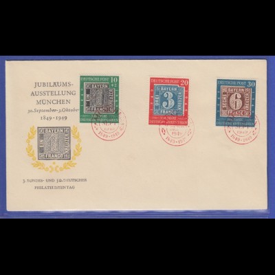 Bund 1949, Mi.-Nr. 113-115 100 Jahre Deutsche Briefmarken auf FDC mit rotem O