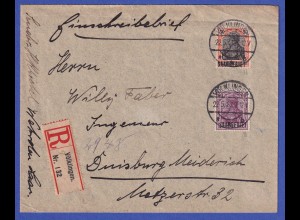 Saargebiet R-Brief von Völklingen nach Duisburg-Meiderich O 22.5.20