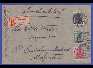 Saargebiet R-Brief von Völklingen nach Duisburg-Meiderich - O 21.5.20