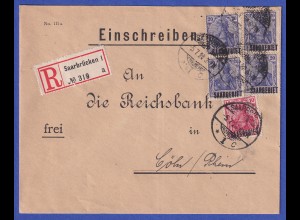 Saargebiet R-Brief von Saarbrücken nach Köln O 5.7.20