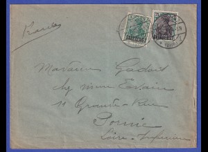 Saargebiet Brief von Saarbrücken nach Pornic/Départ. Loire-Atlantique O 18.9.20
