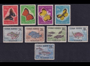 Kuba 1958 Tiermotive Schmetterlinge und Fische Mi.-Nr. 600-608 postfrisch **