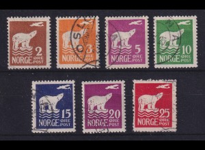 Norwegen 1925 Nordpolarflug Eisbären Mi.-Nr. 109-115 gestempelt