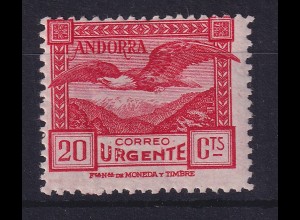 Andorra (spanisch) 1929 Eilmarke Seeadler Mi.-Nr. 27 A ungebraucht *
