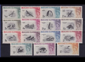 Falkland-Inseln 1960 Einheimische Tiere Vögel Mi.-Nr. 123-137 postfrisch **
