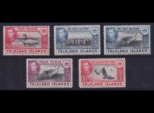 Falkland-Inseln 1938 Einheimische Tiere Mi.-Nr. 82, 83, A83, 85, 89 **