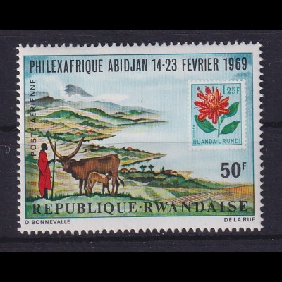Ruanda 1969 Flugpostmarke Landschaft und Rinder Mi.-Nr. 316 A postfrisch **