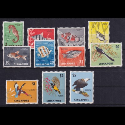 Singapur 1962/63 Lot 11 Werte Tiermotive aus Mi.-Nr. 53-68 postfrisch **