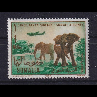 Somalia 1964 Luftpostmarke Flugzeug und Elefanten Mi.-Nr. 66 postfrisch **