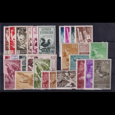 Spanisch-Guinea 1952/58 Lot von 26 Werten mit Tiermotiven postfrisch **