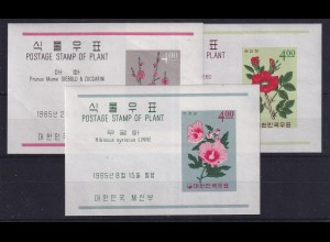 Südkorea 1965 Blüten Mi.-Nr. Blöcke 200, 208, 215 postfrisch **