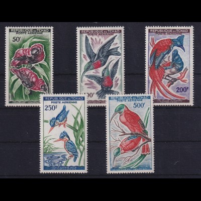 Tschad 1961 Flugpostmarken Vögel Mi.-Nr. 82-86 (Nr. 86 Eckzahnbug) **